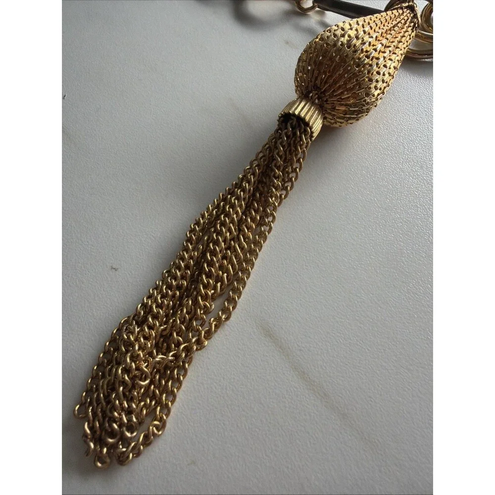 Vintage Chain Belt Small Gold Chunky Tasseled Metal Links Disco Going Out 70s